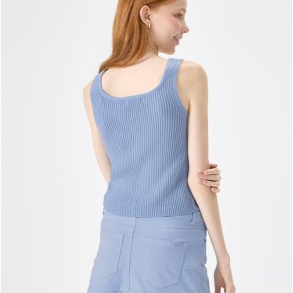 NWT florence by mills Bright Side Peek-a-Boo Button Up Tank M Endless Sky - Picture 4 of 9